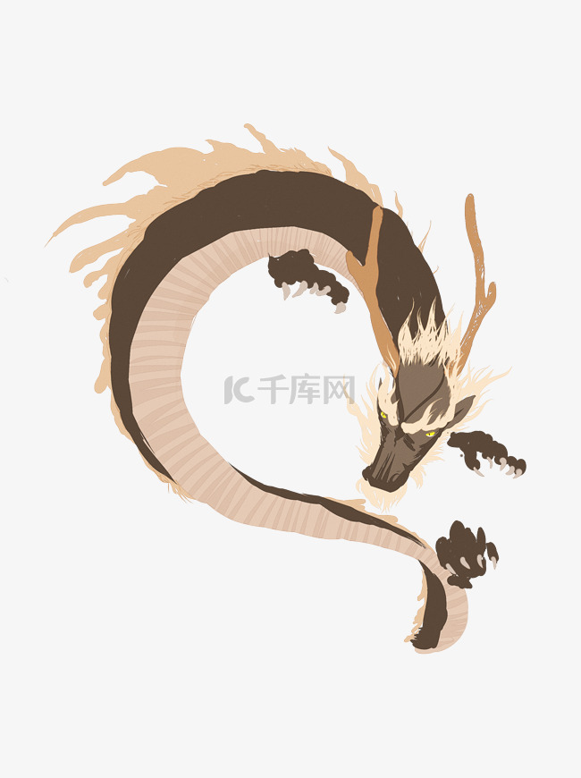 手绘神话动物龙中国风设计可商用