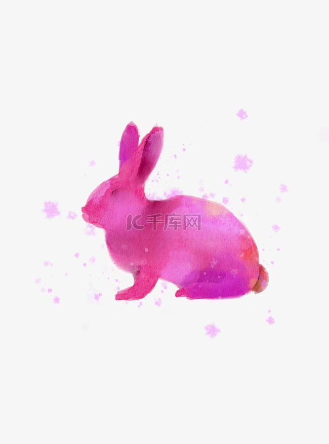 手绘水彩动物十二生肖兔