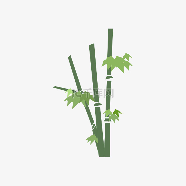 矢量手绘绿色竹子