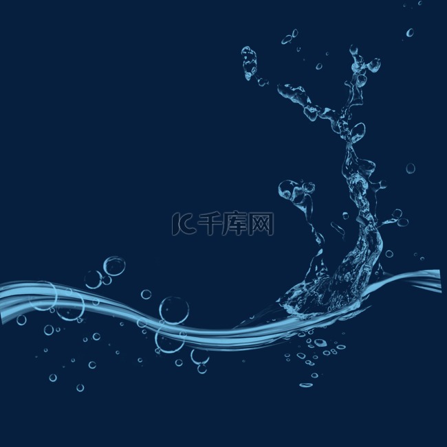 蓝色水滴水流元素