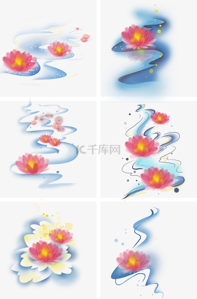 中元节莲花灯和水纹