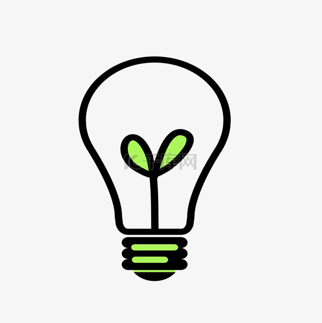 灯泡创意环保绿色卡通手绘灯泡p