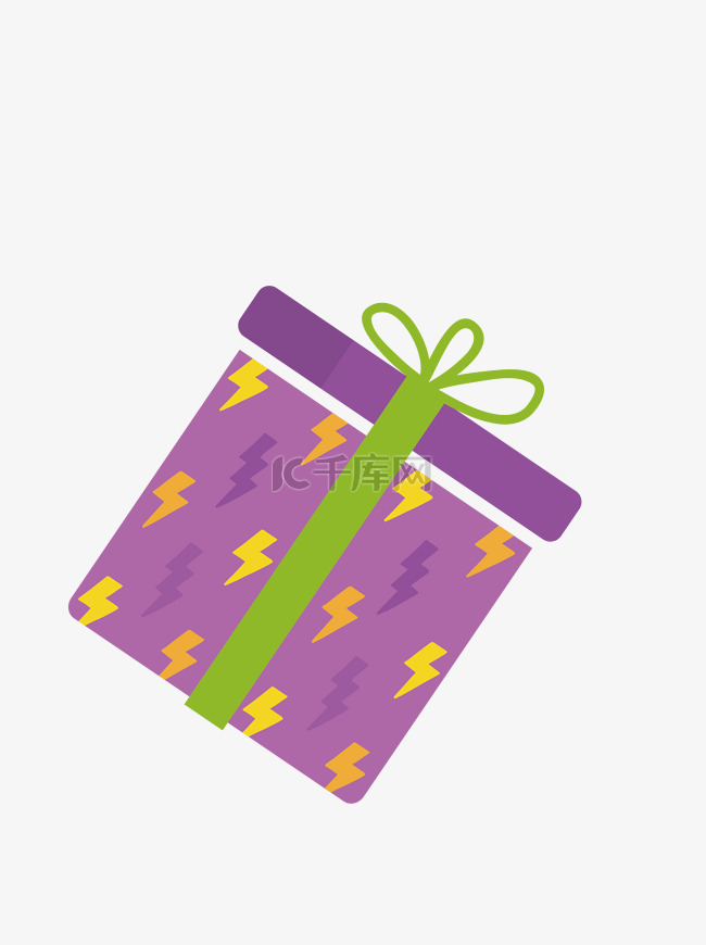 黄色雷电图案紫色包装纸礼物元素
