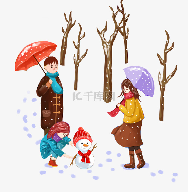 卡通手绘大雪中国传统