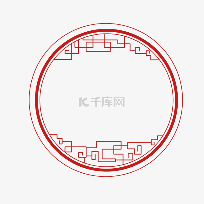 红色中国古代边框装饰图案免扣图