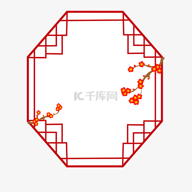 中国风素材矢量小轩窗红梅矢量边