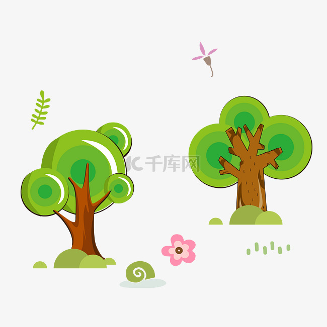 春夏创意绿色树木矢量设计