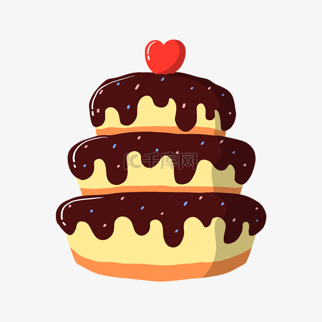 爱心巧克力蛋糕插画