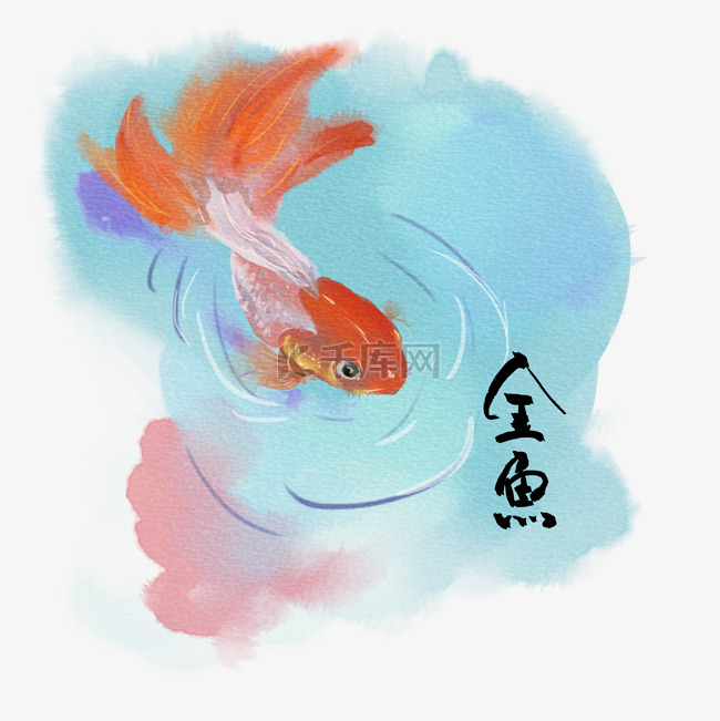 水彩手绘金鱼插画