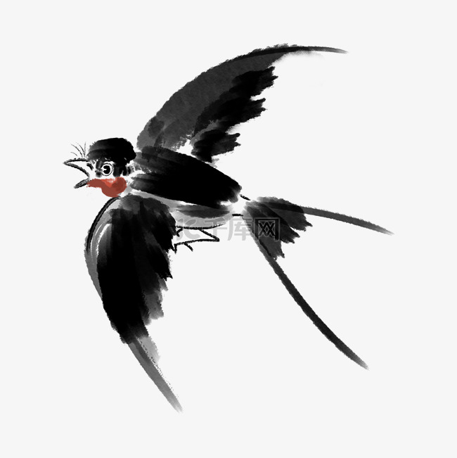 水墨飞翔的燕子插画