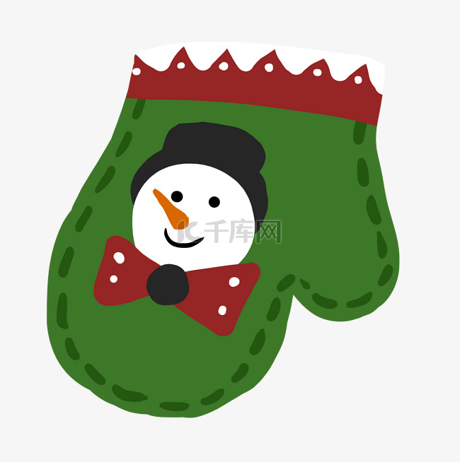 圣诞节手套雪人插画