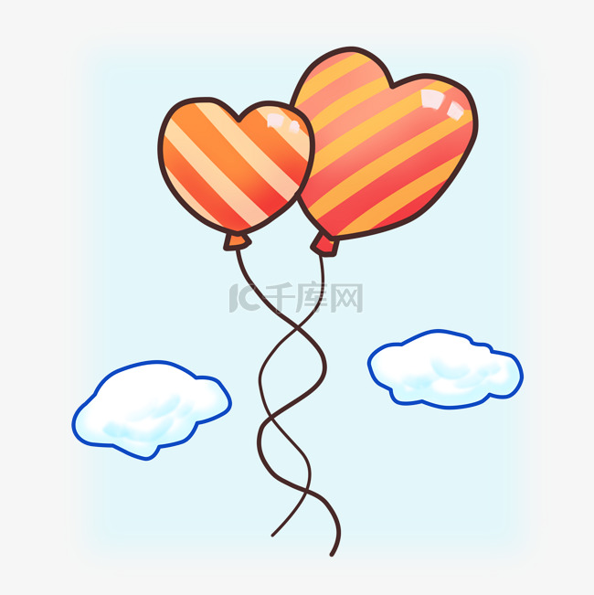情人节双气球插画