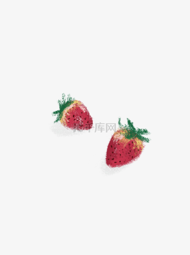 手绘两颗草莓水果设计可商用元素