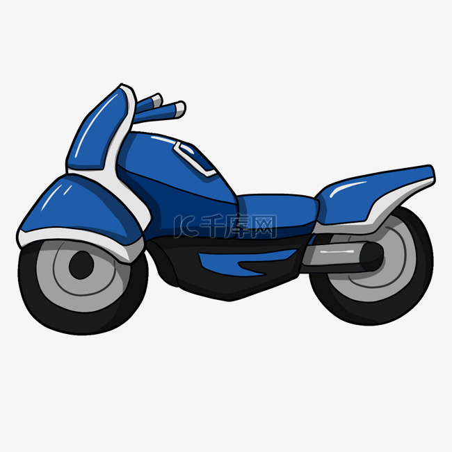 手绘蓝色卡通摩托车