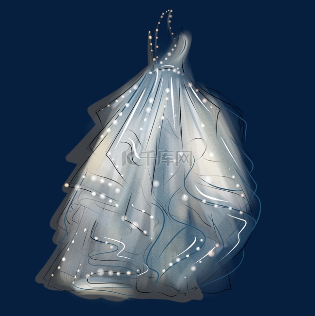 手绘设计唯美珍珠婚纱礼服