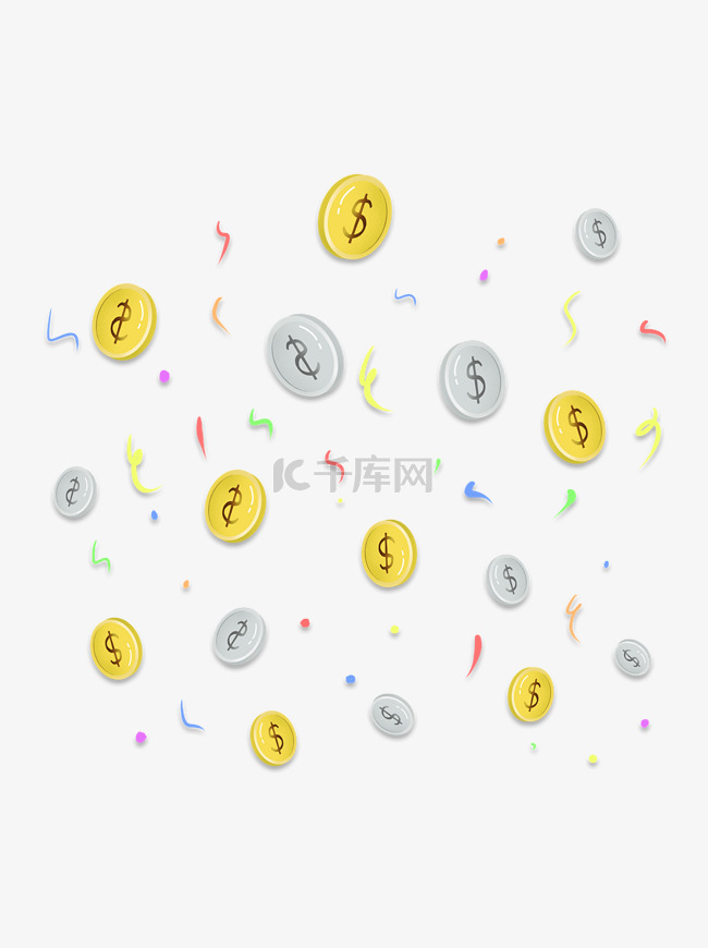 金融理财金币钱币银币漂浮元素