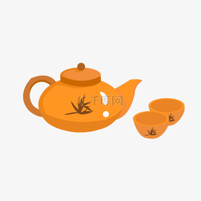 手绘餐具茶壶插画