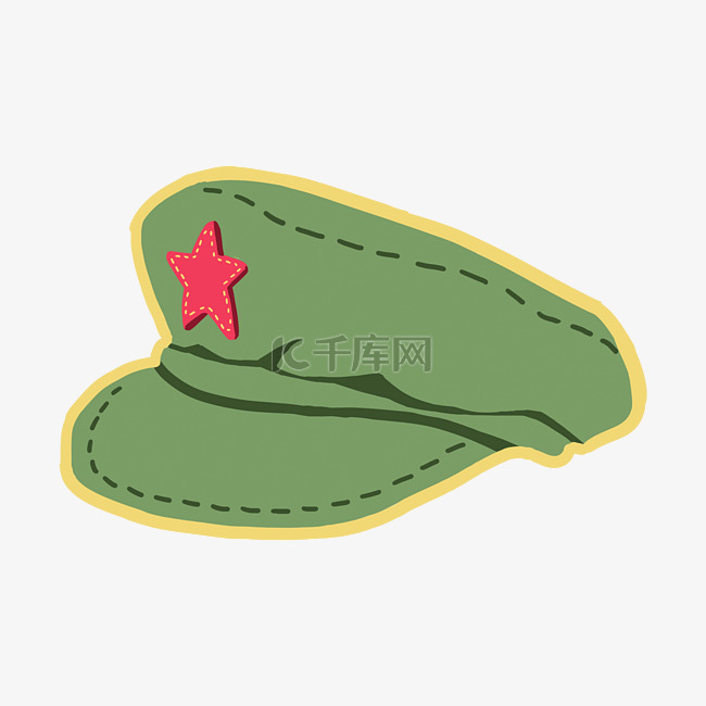 绿色解放军帽插画