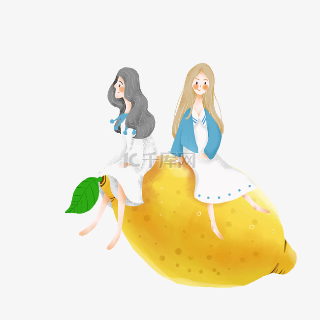  坐在柠檬上的女孩 
