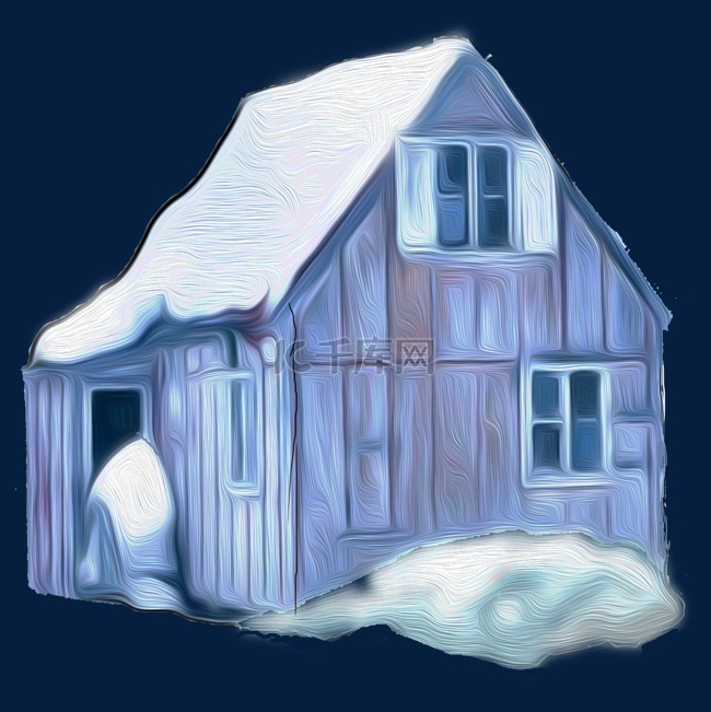 卡通创意冬季户外的房屋
