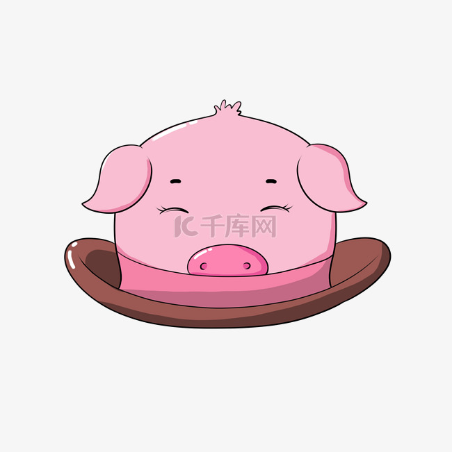 粉色小猪圆顶帽子