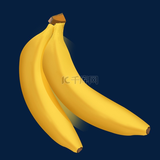 两根黄色手绘写实香蕉psd免抠图