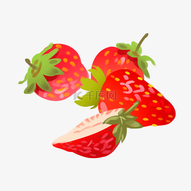 红色的草莓装饰插画