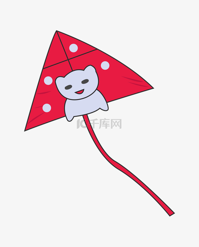 红色的动物风筝插画