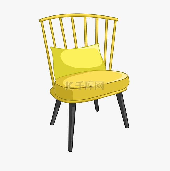 手绘黄色沙发椅