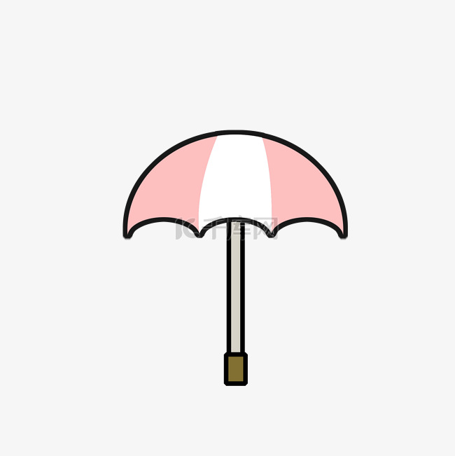 矢量图粉白相间的雨伞