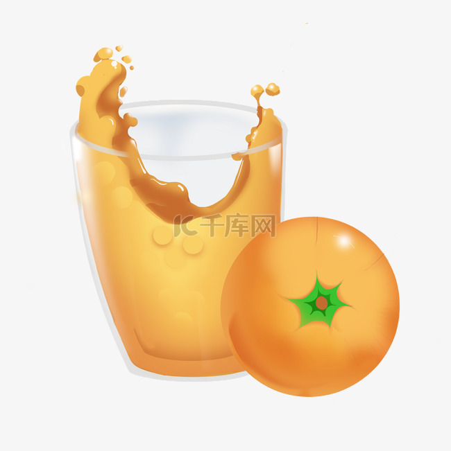 果汁冰凉橙汁玻璃杯