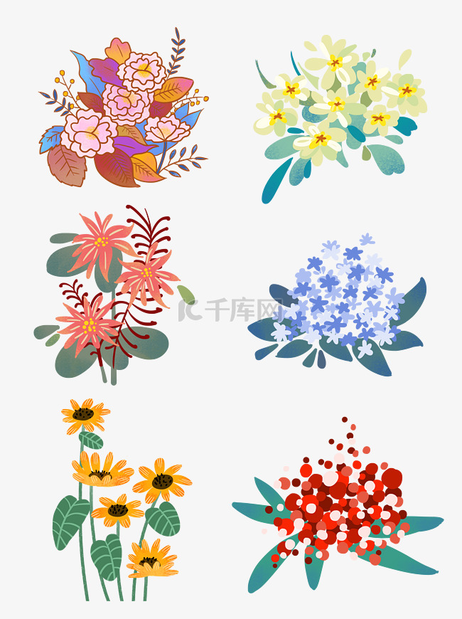 彩色花朵花卉装饰图案合集