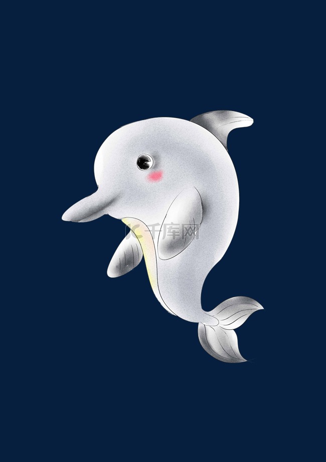 可爱的灰色小海豚插画