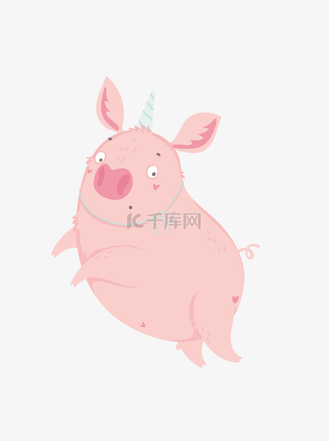 2019猪年手绘卡通粉色小猪可