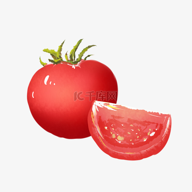 新鲜蔬菜西红柿手绘插画