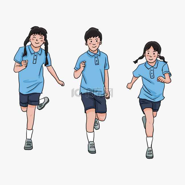 中小学生开学日穿校服的学生们参