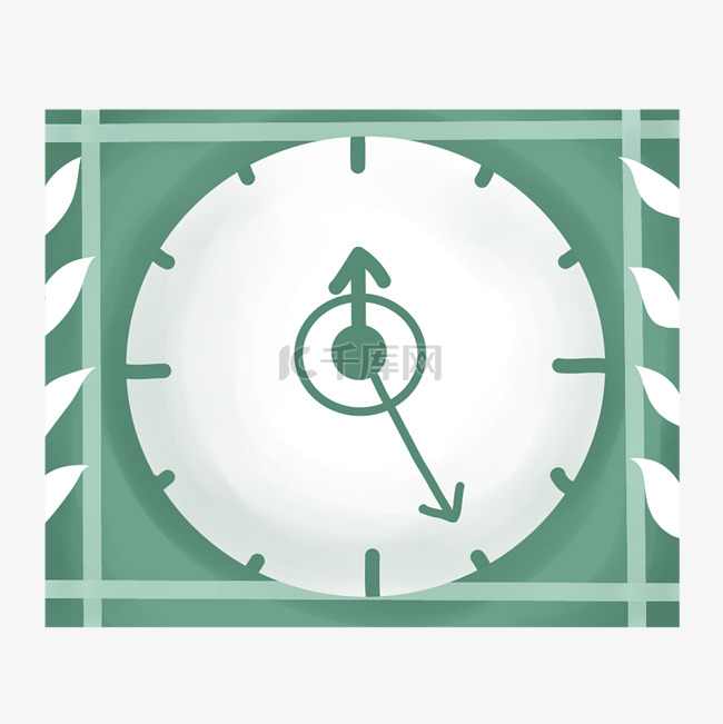 绿色简约方形时钟