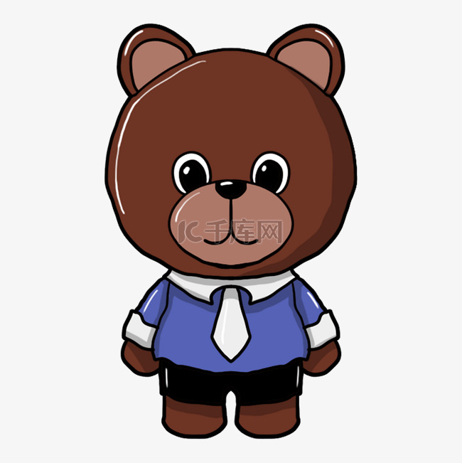 褐色的小熊手绘插画
