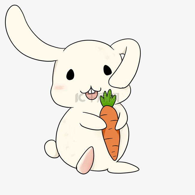 手绘白色的兔子插画