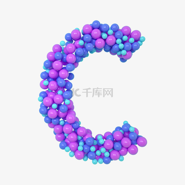 C4D气球立体字母C元素