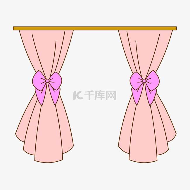 卡通手绘粉色蝴蝶结窗帘装饰