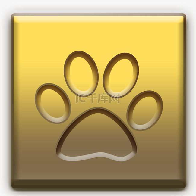 金色猫爪印记方形徽章
