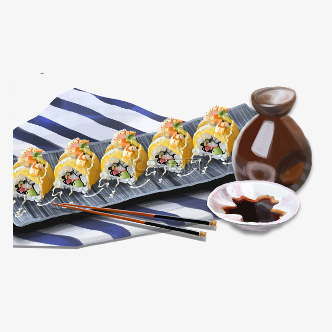 日本美食之寿司主题插画