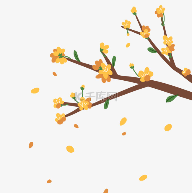 黄色的花瓣装饰插画