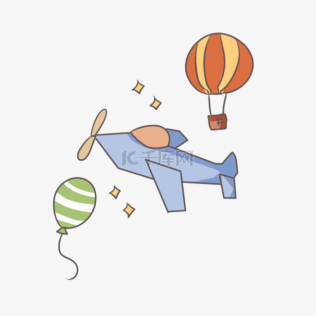 降落伞气球飞船卡通宇宙星球交通