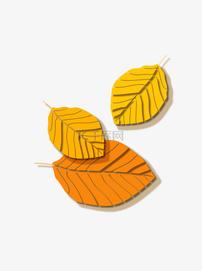 微立体秋季秋分立秋树叶矢量元素
