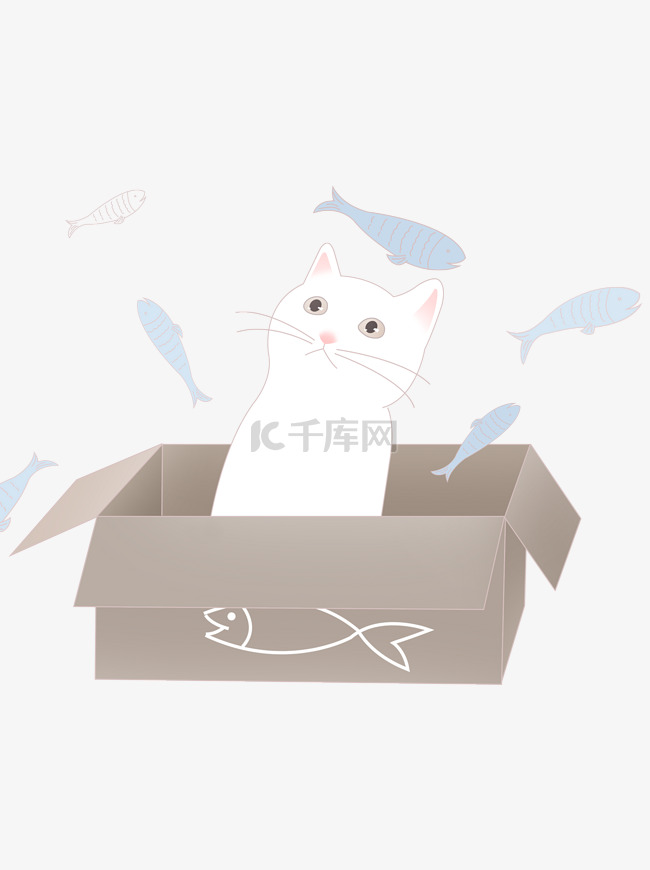 可爱箱子猫咪装饰元素