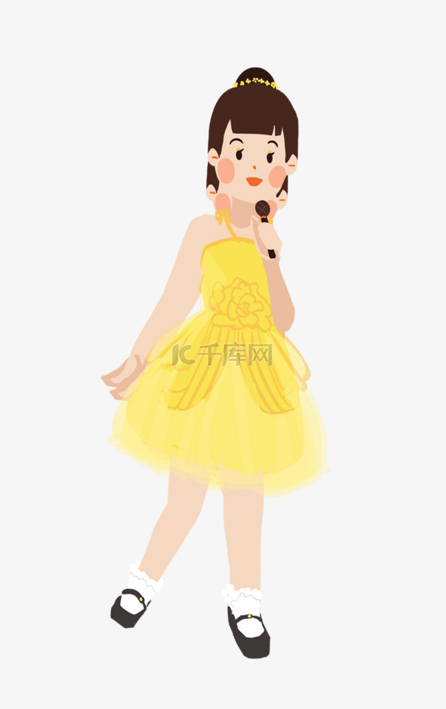 穿黄色纱裙的美女插画
