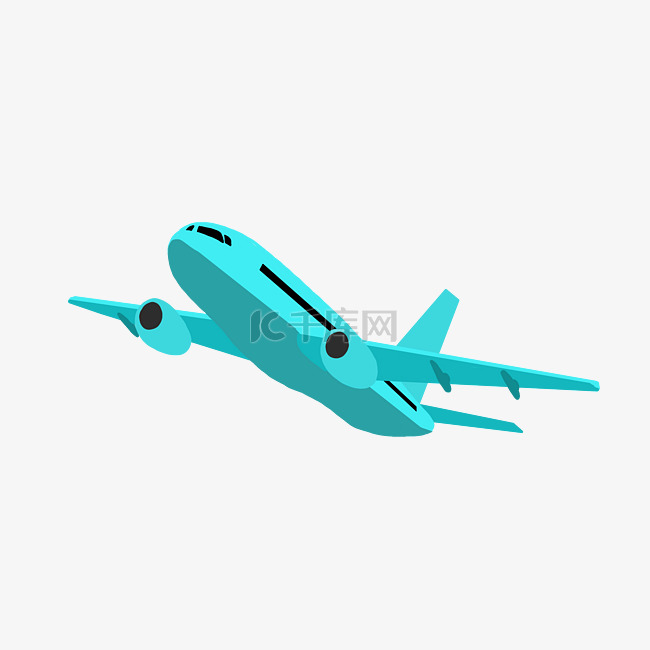 绿色客机飞机插画