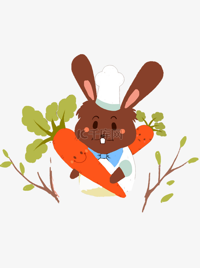 可爱褐色小兔子装饰元素